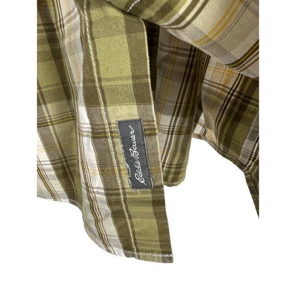 Eddie Bauer Mens Classic Fit Green Plaid Button-Down Long Sleeve Shirt Size TXL - Picture 4 of 11